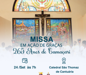 Missa em ação de graças pelo aniversário de Camaçari será celebrada no domingo (24)