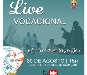 Encerrando o mês vocacional, live será realizada neste domingo (30/08) 