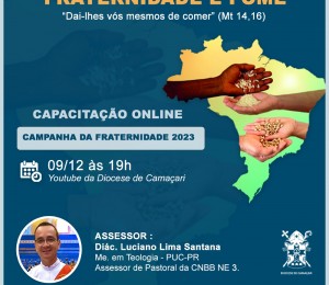 Formação sobre a Campanha da Fraternidade acontece hoje( 09/12) ,  a live será às 19h no Youtube