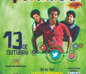 Seguem abertas as inscrições para o 4ºCongresso das Juventudes promovido pela Sociedade Missionária Obra de Deus