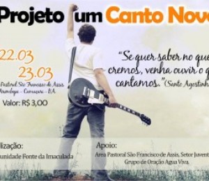 Projeto Canto Novo acontece neste final de semana (22 e 23/03)
