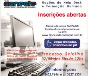 Estão abertas as inscrições para o curso de Informática Básica e Formação Humana