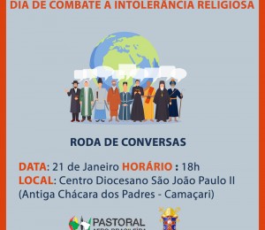 Roda de conversas sobre o Combate a Intolerância Religiosa acontece nessa sexta-feira(21/01)