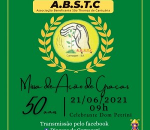 50 anos da Associação Beneficente São Thomaz de Cantuária será celebrado nesta segunda (21/06)