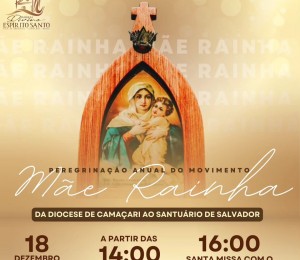Movimento mãe rainha realiza Peregrinação Diocesana na próxima segunda-feira (18/12)
