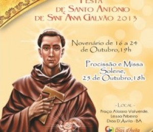 Festejos de Santo Antonio de Sant’Anna Galvão iniciam domingo (13/10)