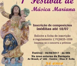 1º Festival de Música Mariana será realizado em Dias D´Avila