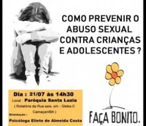 Palestra sobre a prevenção ao abuso sexual infantil acontece amanhã (21) na Paróquia Santa Luzia